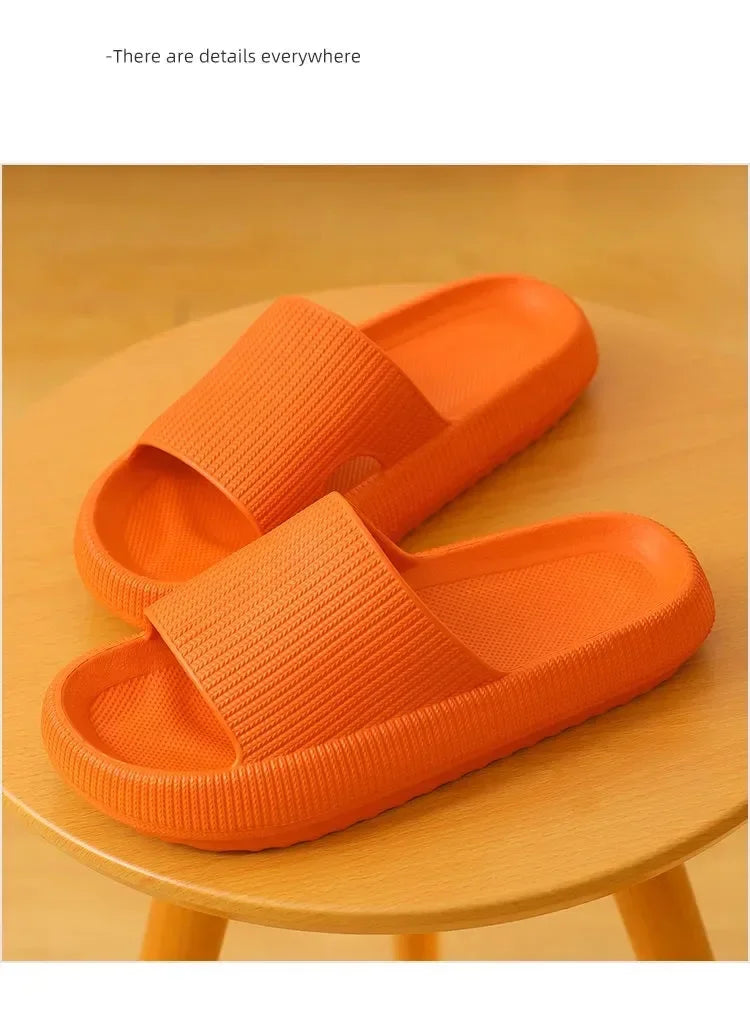 EVA Beach Slippers Thick Sole 4cm Cloud-Like Comfort Home Use Couple Height Increasing Indoor Solid Color Summer Sandals