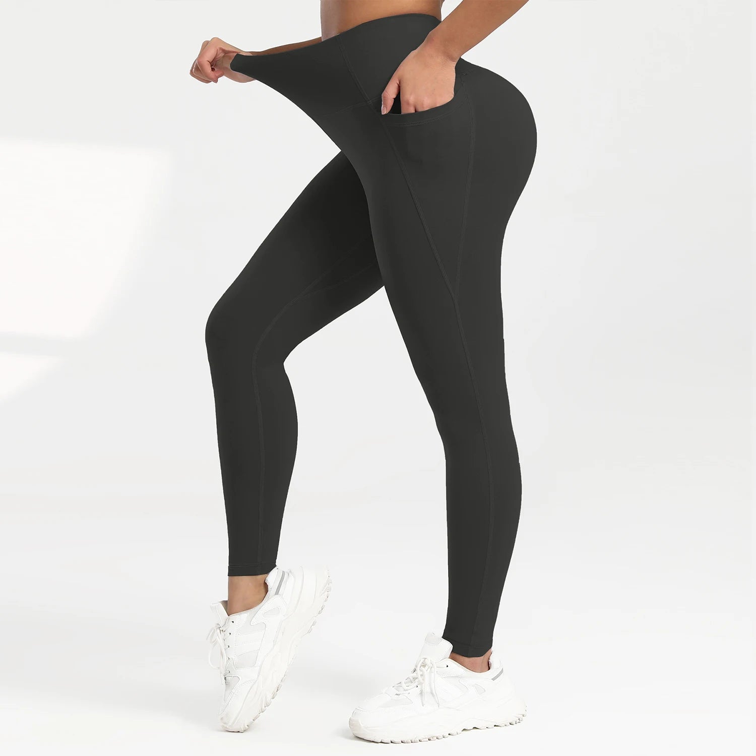 Solid Color Back Waist Pocket High Waist Fitness Yoga Legging soft Women Sport Pant Tight Butter Athletic Gym Ankle-Length Pants