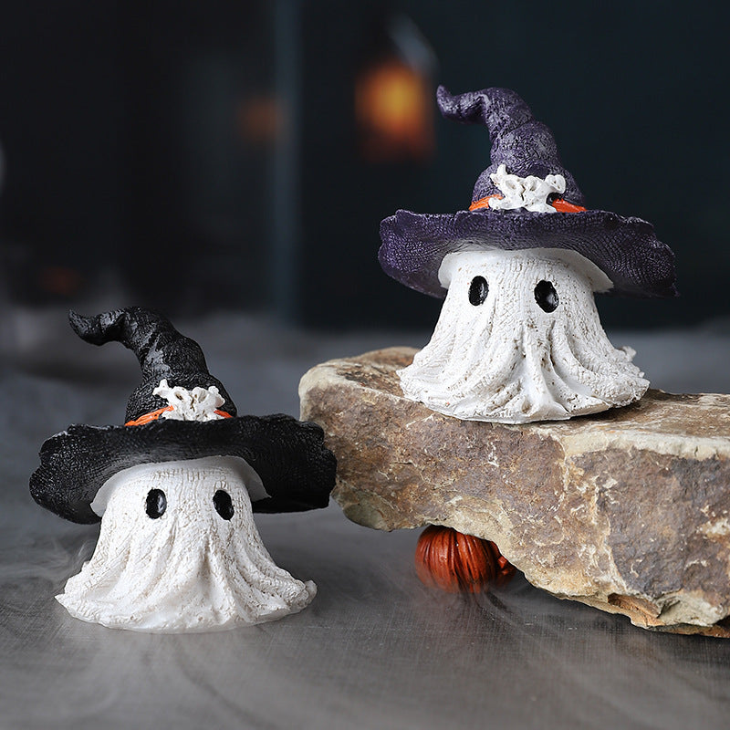 Resin Decoration Halloween Wizard Hat Ghost Ornaments