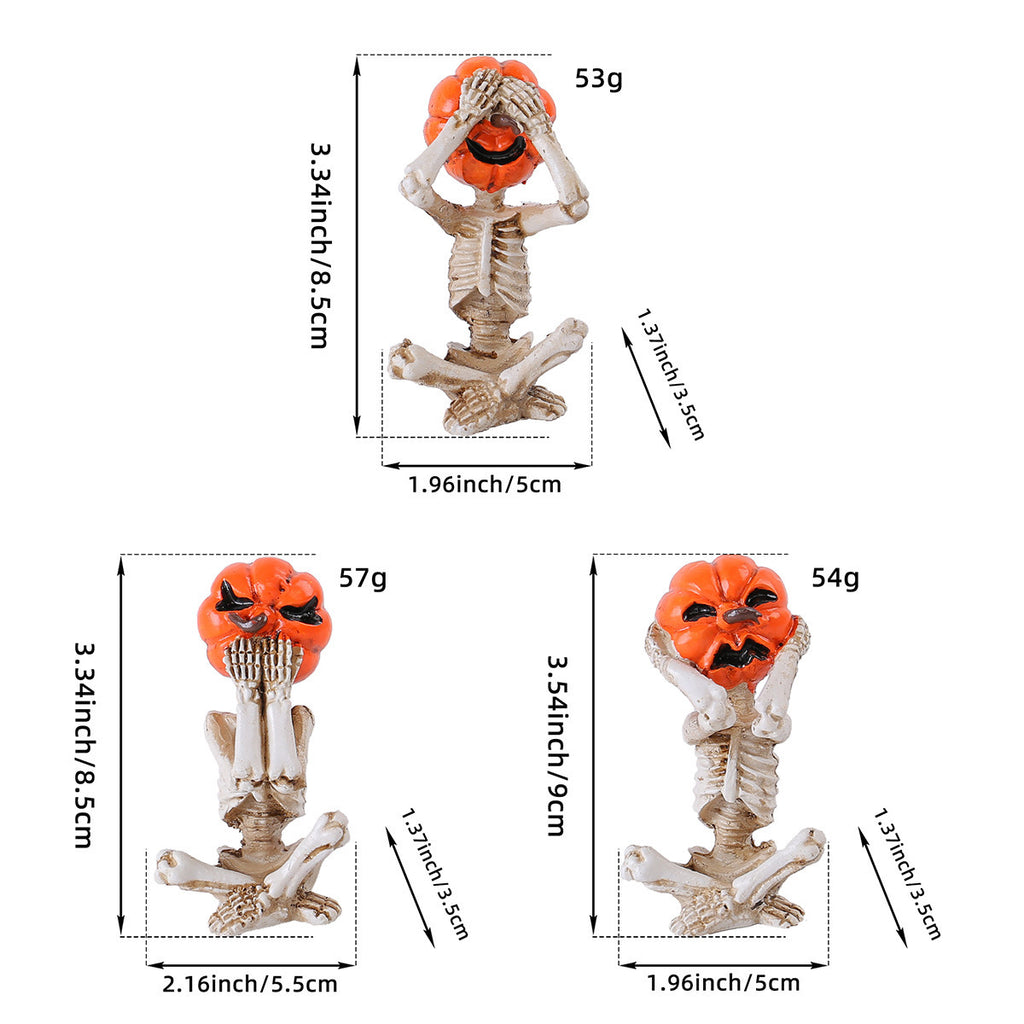 Pumpkin Head Skull Doll Ornaments Home Halloween Layout Props