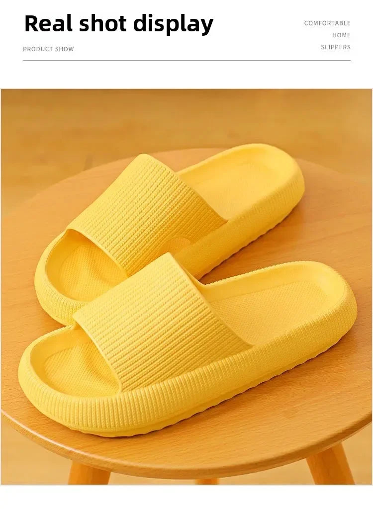 EVA Beach Slippers Thick Sole 4cm Cloud-Like Comfort Home Use Couple Height Increasing Indoor Solid Color Summer Sandals