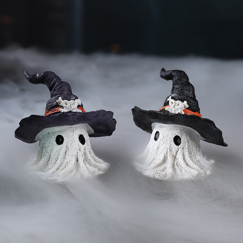 Resin Decoration Halloween Wizard Hat Ghost Ornaments